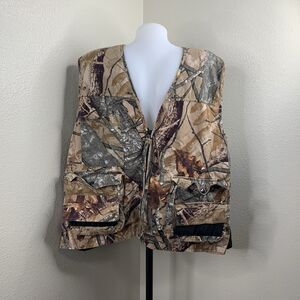 Hunting Vest Outfitters Ridge Real Tree Camo Full Zip Mesh Back Pouch Sz XL